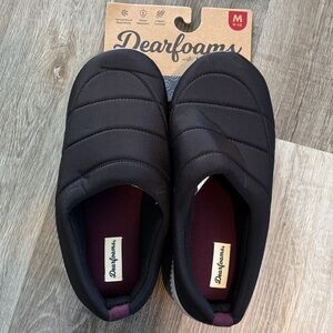 Dearfoams 9-10 Black Quilted Indoor Slippers